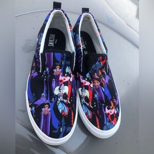 Disney Villains Shoes Sz 11 Slip On Sneakers Ursula Evil Queen Maleficent Rare!